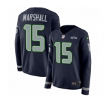 Women's Nike Seattle Seahawks #15 Brandon Marshall Limited Navy Blue Therma Long Sleeve NFL Jersey