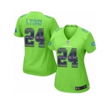 Women's Nike Seattle Seahawks #24 Marshawn Lynch Limited Green Strobe NFL Jersey