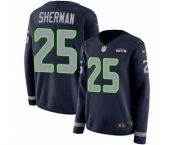 Women's Nike Seattle Seahawks #25 Richard Sherman Limited Navy Blue Therma Long Sleeve NFL Jersey