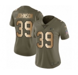 Women's Nike Seattle Seahawks #39 Dontae Johnson Limited Olive Gold 2017 Salute to Service NFL Jersey