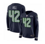 Women's Nike Seattle Seahawks #42 Delano Hill Limited Navy Blue Therma Long Sleeve NFL Jersey