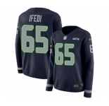 Women's Nike Seattle Seahawks #65 Germain Ifedi Limited Navy Blue Therma Long Sleeve NFL Jersey