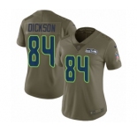 Women's Nike Seattle Seahawks #84 Ed Dickson Limited Olive 2017 Salute to Service NFL Jersey