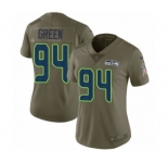 Women's Nike Seattle Seahawks #94 Rasheem Green Limited Olive 2017 Salute to Service NFL Jersey