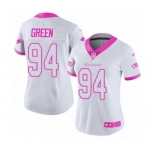 Women's Nike Seattle Seahawks #94 Rasheem Green Limited White Pink Rush Fashion NFL Jersey