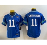 Women's Seattle Seahawks #11 Jaxon Smith-Njigba Royal 2024 F.U.S.E 50th Anniversary Patch Throwback Vapor Limited Stitched Football Jersey