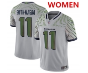 Women's Seattle Seahawks #11 jaxon smith-njigba grey 2025 f.u.s.e. “rivalries” vapor limited football stitched jersey