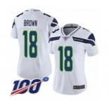 Women's Seattle Seahawks #18 Jaron Brown White Vapor Untouchable Limited Player 100th Season Football Jersey