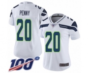Women's Seattle Seahawks #20 Rashaad Penny White Vapor Untouchable Limited Player 100th Season Football Jersey