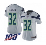 Women's Seattle Seahawks #32 Chris Carson Grey Alternate Vapor Untouchable Limited Player 100th Season Football Jersey