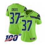Women's Seattle Seahawks #37 Quandre Diggs Limited Green Rush Vapor Untouchable 100th Season Football Jersey