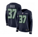 Women's Seattle Seahawks #37 Quandre Diggs Limited Navy Blue Therma Long Sleeve Football Jersey