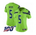Women's Seattle Seahawks #5 Jason Myers Limited Green Rush Vapor Untouchable 100th Season Football Jersey