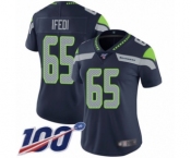 Women's Seattle Seahawks #65 Germain Ifedi Navy Blue Team Color Vapor Untouchable Limited Player 100th Season Football Jersey