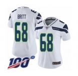 Women's Seattle Seahawks #68 Justin Britt White Vapor Untouchable Limited Player 100th Season Football Jersey