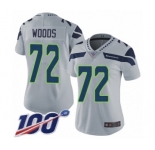 Women's Seattle Seahawks #72 Al Woods Grey Alternate Vapor Untouchable Limited Player 100th Season Football Jersey