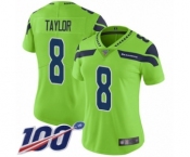 Women's Seattle Seahawks #8 Jamar Taylor Limited Green Rush Vapor Untouchable 100th Season Football Jersey