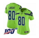 Women's Seattle Seahawks #80 Steve Largent Limited Green Rush Vapor Untouchable 100th Season Football Jersey