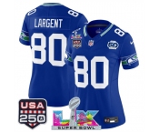 Women's Seattle Seahawks #80 Steve Largent Royal 2025 F.U.S.E. Super Bowl LX Patch And 50th Season & USA 250' Patch Vapor Throwback Limited Stitched Footba
