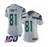 Women's Seattle Seahawks #81 Nick Vannett Grey Alternate Vapor Untouchable Limited Player 100th Season Football Jersey