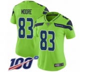 Women's Seattle Seahawks #83 David Moore Limited Green Rush Vapor Untouchable 100th Season Football Jersey