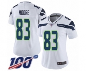 Women's Seattle Seahawks #83 David Moore White Vapor Untouchable Limited Player 100th Season Football Jersey