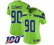 Women's Seattle Seahawks #90 Jadeveon Clowney Limited Green Rush Vapor Untouchable 100th Season Football Jersey
