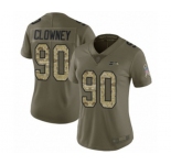 Women's Seattle Seahawks #90 Jadeveon Clowney Limited Olive Camo 2017 Salute to Service Football Jersey