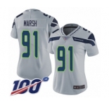 Women's Seattle Seahawks #91 Cassius Marsh Grey Alternate Vapor Untouchable Limited Player 100th Season Football Jersey