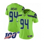 Women's Seattle Seahawks #94 Ezekiel Ansah Limited Green Rush Vapor Untouchable 100th Season Football Jersey