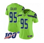 Women's Seattle Seahawks #95 L.J. Collier Limited Green Rush Vapor Untouchable 100th Season Football Jersey