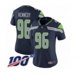 Women's Seattle Seahawks #96 Cortez Kennedy Navy Blue Team Color Vapor Untouchable Limited Player 100th Season Football Jersey