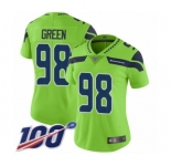 Women's Seattle Seahawks #98 Rasheem Green Limited Green Rush Vapor Untouchable 100th Season Football Jersey