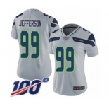 Women's Seattle Seahawks #99 Quinton Jefferson Grey Alternate Vapor Untouchable Limited Player 100th Season Football Jersey