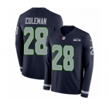 Youth Nike Seattle Seahawks #28 Justin Coleman Limited Navy Blue Therma Long Sleeve NFL Jersey