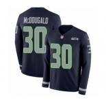 Youth Nike Seattle Seahawks #30 Bradley McDougald Limited Navy Blue Therma Long Sleeve NFL Jersey