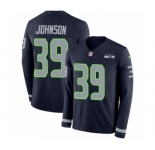 Youth Nike Seattle Seahawks #39 Dontae Johnson Limited Navy Blue Therma Long Sleeve NFL Jersey