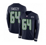 Youth Nike Seattle Seahawks #64 J.R. Sweezy Limited Navy Blue Therma Long Sleeve NFL Jersey