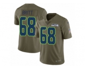 Youth Nike Seattle Seahawks #68 Justin Britt Limited Olive 2017 Salute to Service NFL Jersey