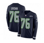 Youth Nike Seattle Seahawks #76 Duane Brown Limited Navy Blue Therma Long Sleeve NFL Jersey
