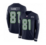 Youth Nike Seattle Seahawks #81 Nick Vannett Limited Navy Blue Therma Long Sleeve NFL Jersey