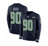 Youth Nike Seattle Seahawks #90 Jarran Reed Limited Navy Blue Therma Long Sleeve NFL Jersey