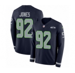 Youth Nike Seattle Seahawks #92 Nazair Jones Limited Navy Blue Therma Long Sleeve NFL Jersey