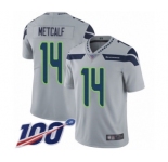 Youth Seattle Seahawks #14 D.K. Metcalf Grey Alternate Vapor Untouchable Limited Player 100th Season Football Jersey