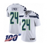 Youth Seattle Seahawks #24 Marshawn Lynch White Vapor Untouchable Limited Player 100th Season Football Jersey