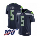 Youth Seattle Seahawks #5 Jason Myers Navy Blue Team Color Vapor Untouchable Limited Player 100th Season Football Jersey