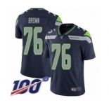 Youth Seattle Seahawks #76 Duane Brown Navy Blue Team Color Vapor Untouchable Limited Player 100th Season Football Jersey