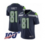 Youth Seattle Seahawks #81 Nick Vannett Navy Blue Team Color Vapor Untouchable Limited Player 100th Season Football Jersey