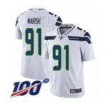 Youth Seattle Seahawks #91 Cassius Marsh White Vapor Untouchable Limited Player 100th Season Football Jersey