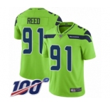 Youth Seattle Seahawks #91 Jarran Reed Limited Green Rush Vapor Untouchable 100th Season Football Jersey